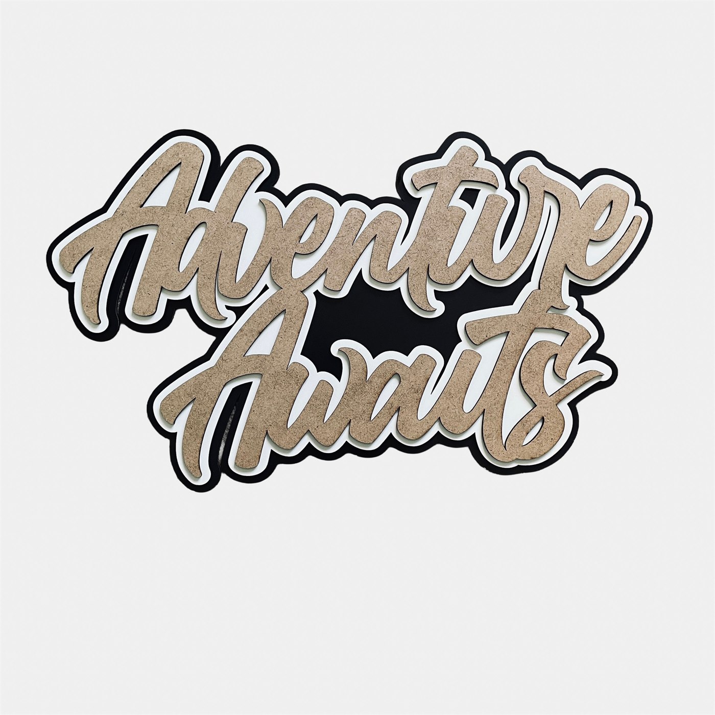 Adventure Awaits Multi-Layer 3D Wooden Wall Art Front Elevation