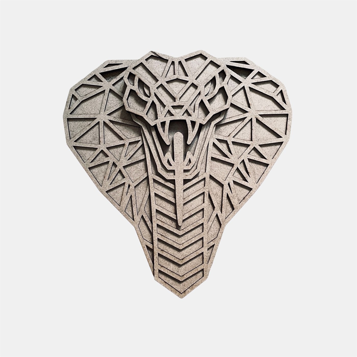 Cobra Geometry Multi-Layer 3D Wooden Wall Art Front Elevation