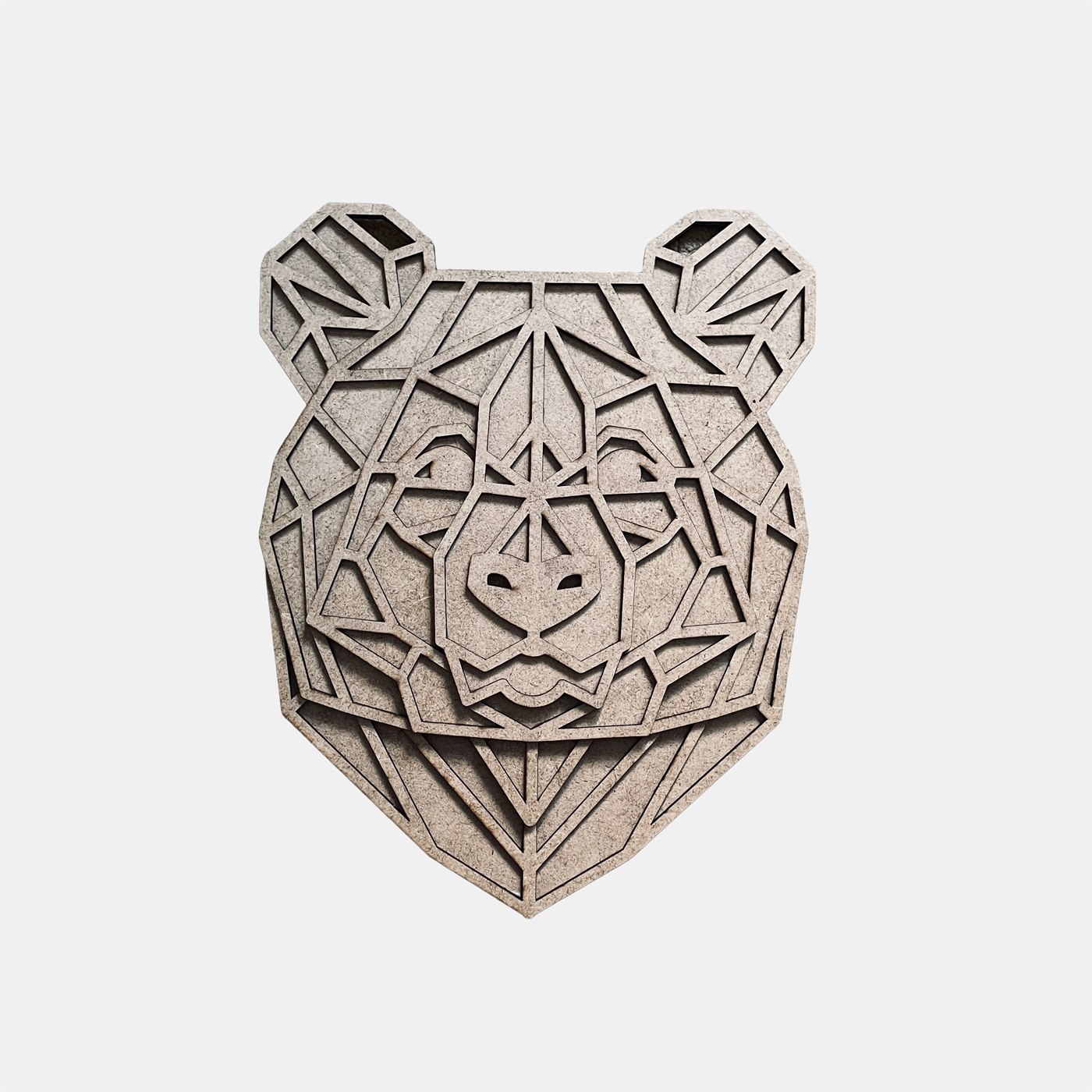 Geo Bear Multi-Layer 3D Wooden Wall Art Front Elevation