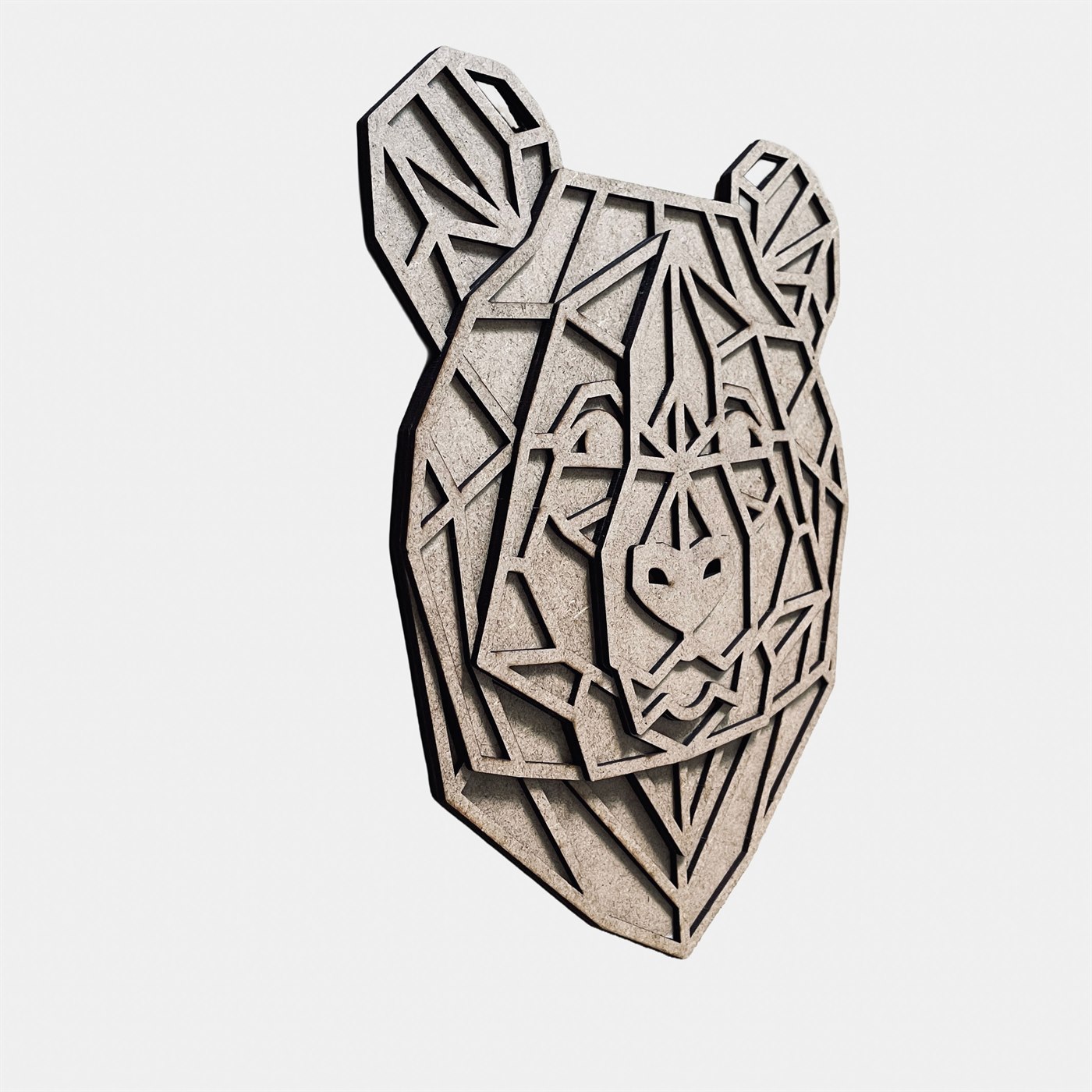 Geo Bear Left Profile Showing Multi-Layer MDF Thickness