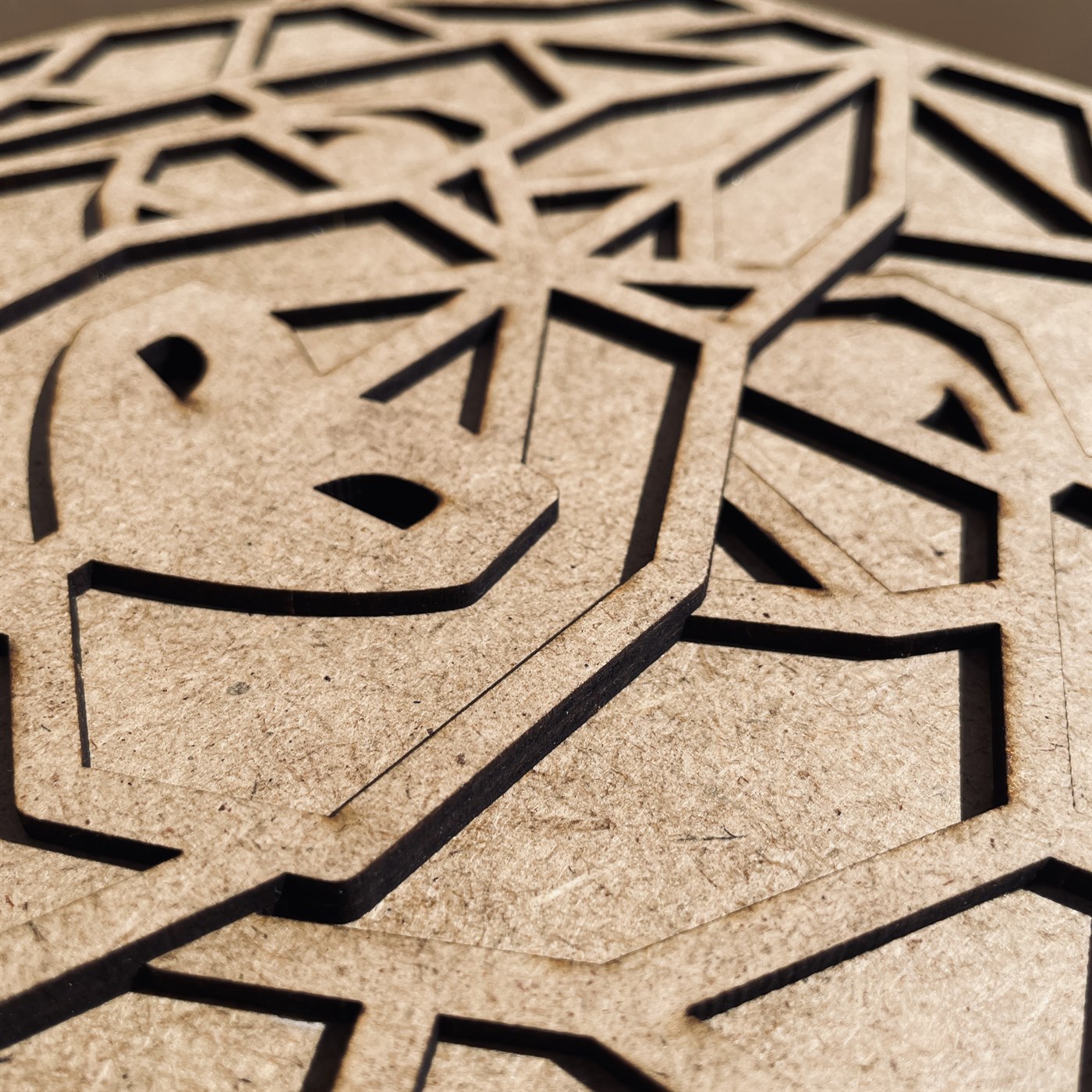 Geo Bear Macro Detail of Forehead Star and Laser Cut Joinery