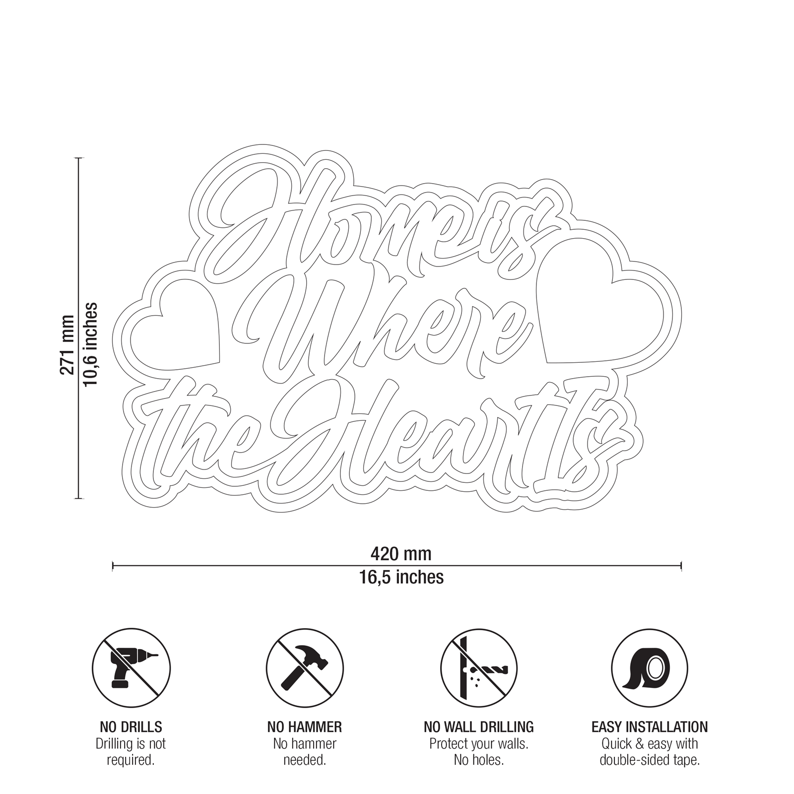 Home Is Where the Heart Is Technical Specifications and Dimensions Drawing
