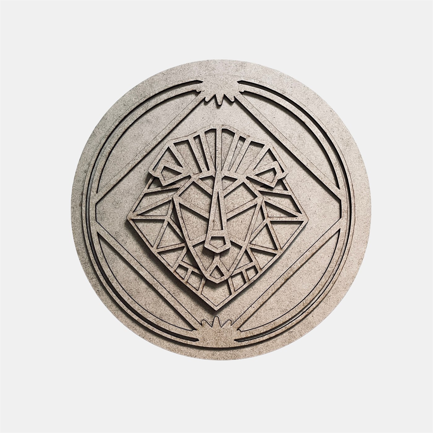 Lion Emblem Multi-Layer 3D Wooden Wall Art Front Elevation