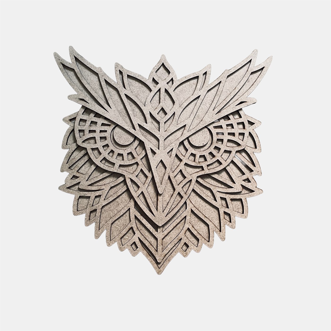Mystic Owl Multi-Layer 3D Wooden Wall Art Front Elevation