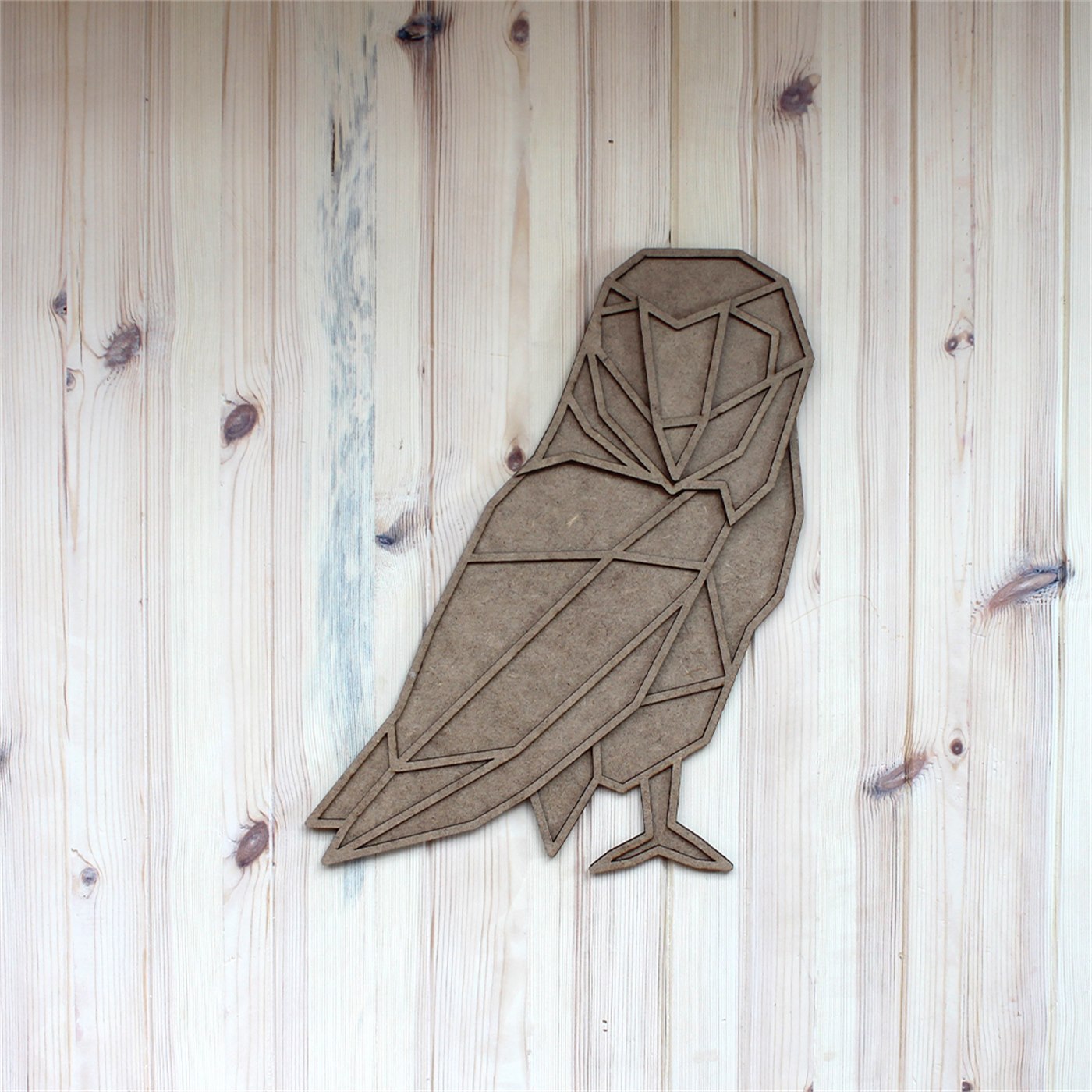 Origami Owl Mounted on Natural Pine Wood Wall
