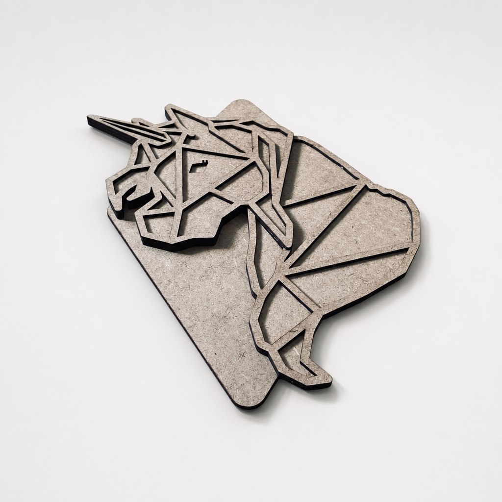 Origami Unicorn Low-Angle Perspective Showing Geometric Depth