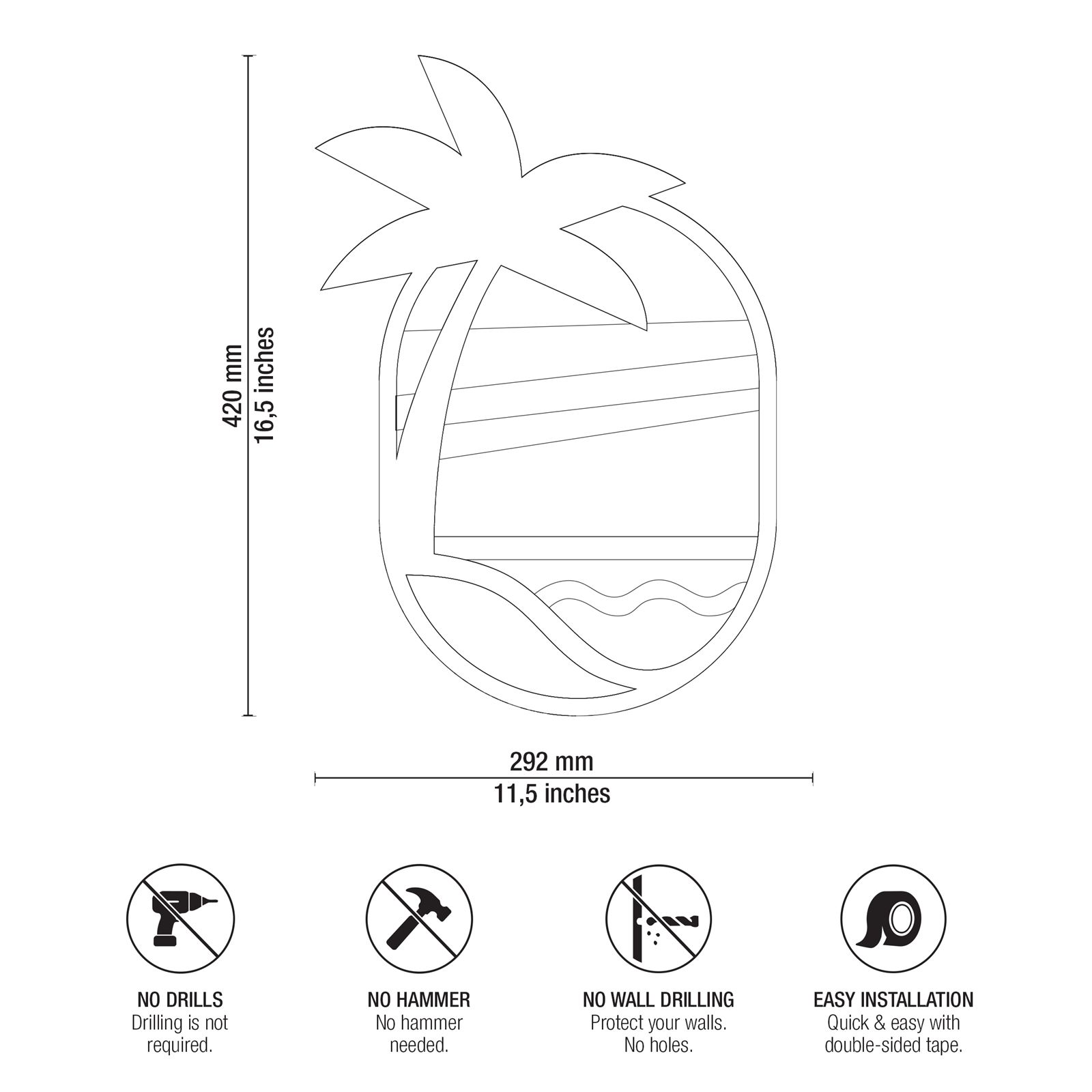 Tropical Sunset Technical Specifications and Dimensions Drawing