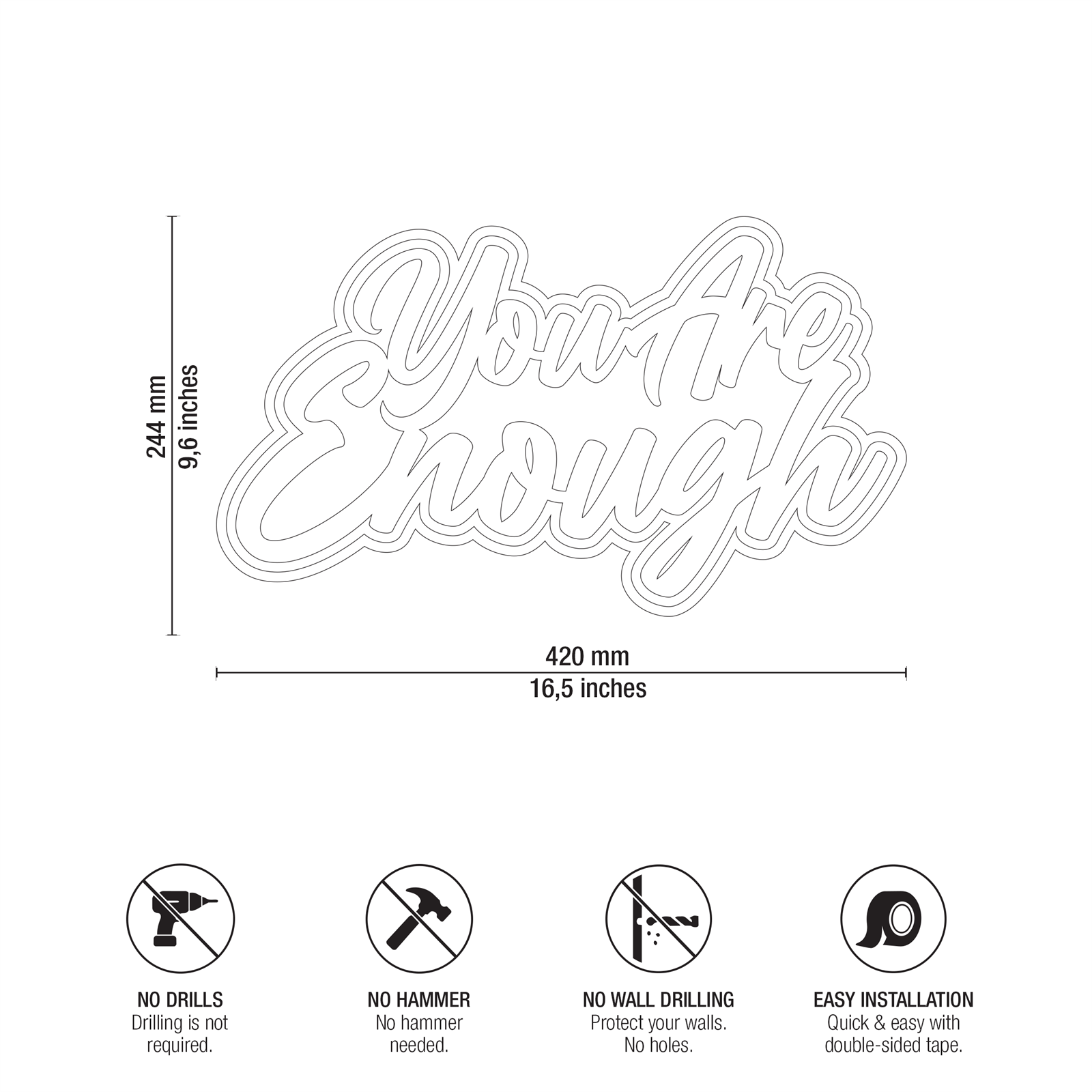 You Are Enough Technical Specifications and Dimensions Drawing