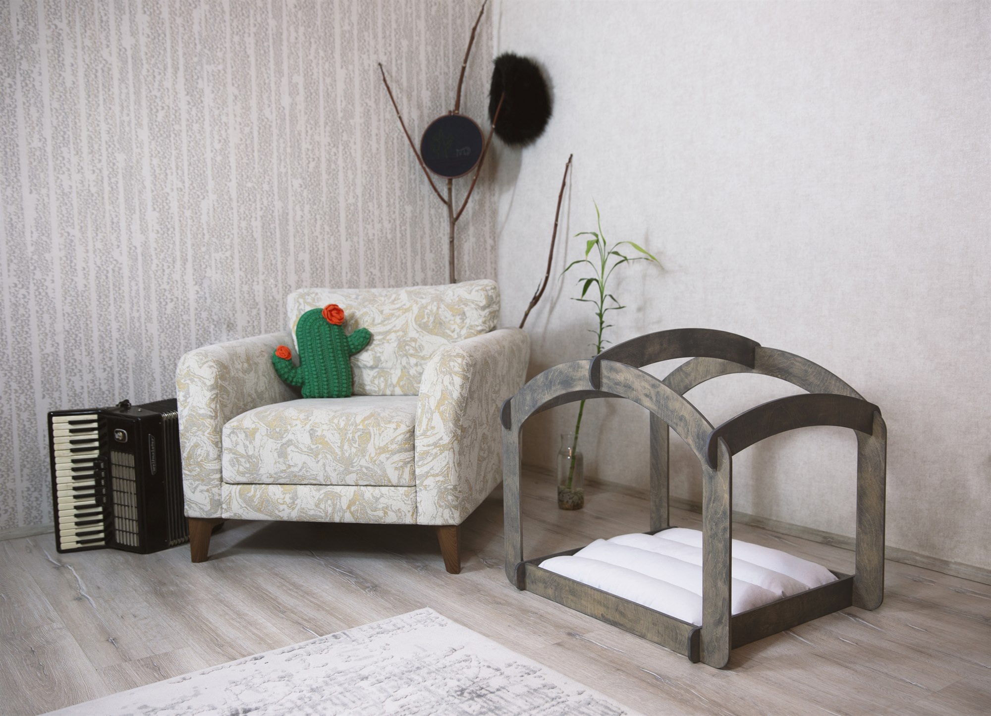 MAKA SLATE GREY 05 / Solid Baltic Birch Wood Grain & Shadow Layers