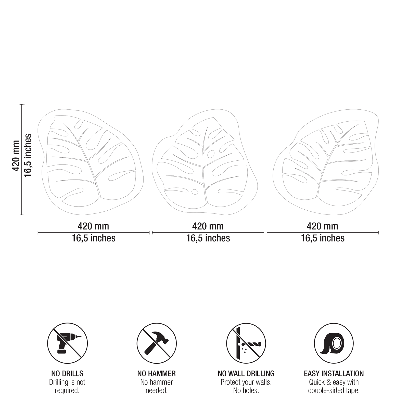MONSTERA LEAF TRIO Technical Blueprint